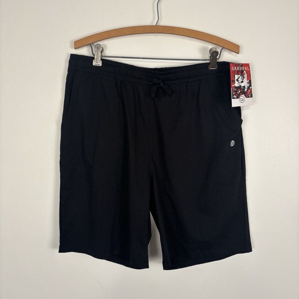 NWT G Gradual Men’s XL Athletic Shorts Black Elastic Waist Stretch Gym Athletic